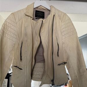 All Saints Cream Leather Jacket